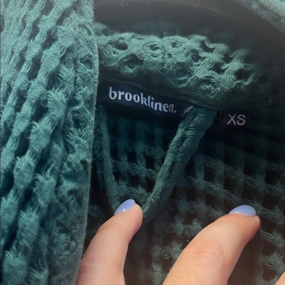 Brooklinen Dream Weave Waffle Bath Robe Botanical Green Sz XS - Picture 3 of 6